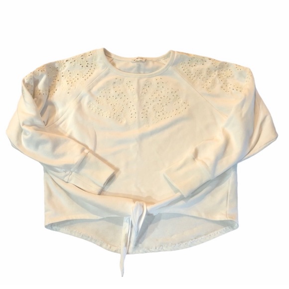 Sugar + Lips white longsleeve eyelet pullover casual neutral sweatshirt medium - Picture 12 of 12